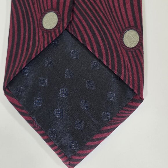 Alan Cherry San Babila Silk Tie Wine Black W/Beige Circles Italy VTG W 3.5 L 56" - Picture 11 of 14
